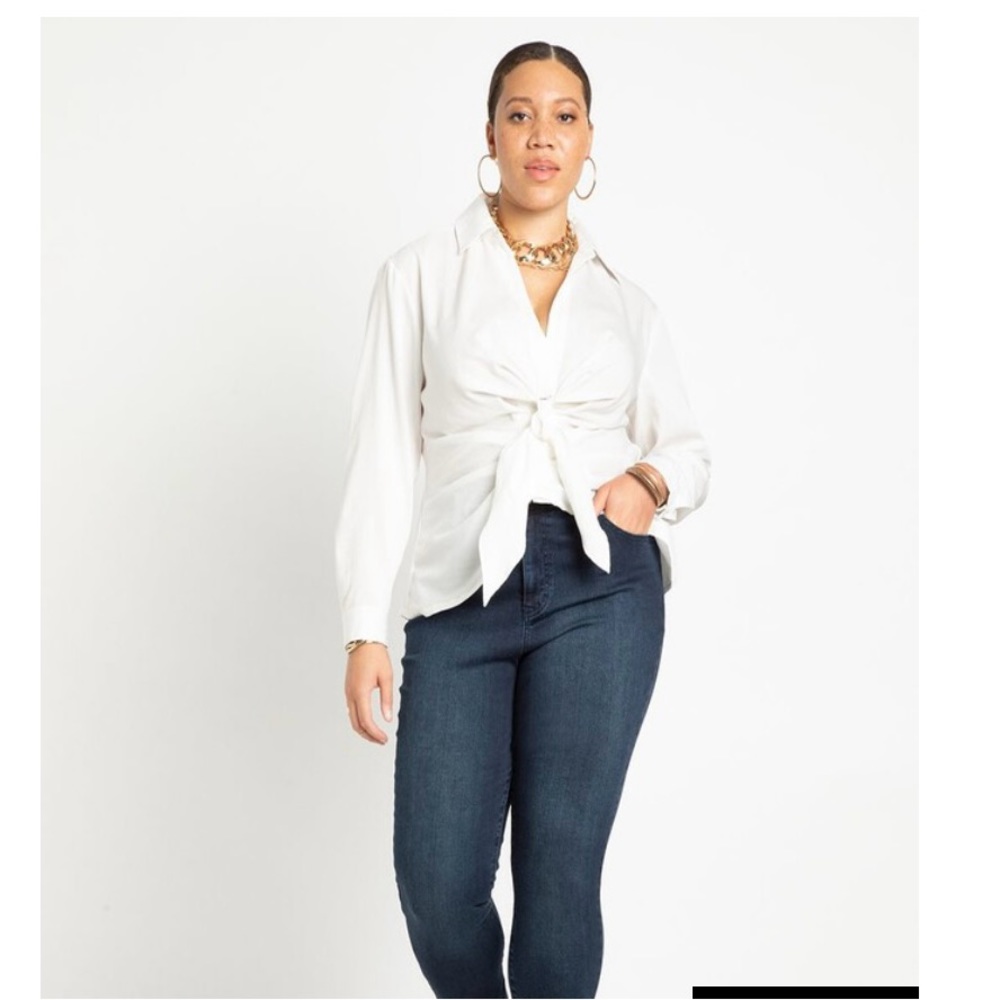 Eloquii size 14 white collared blouse